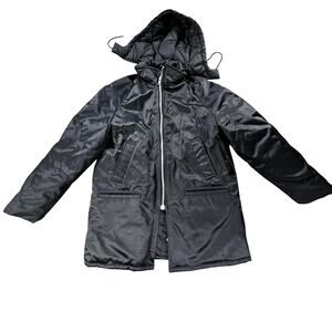 Vintage Workwear Hooded Nylon Coat USA Made Heavy Duty Navy Medium